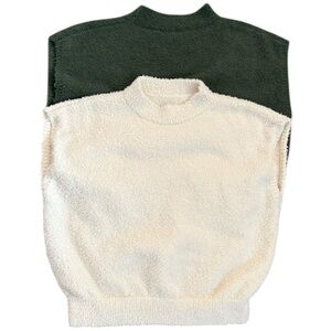 SHEIN Cozy Fuzzy Mock Neck Bundle M Cream Green Sweater Tops